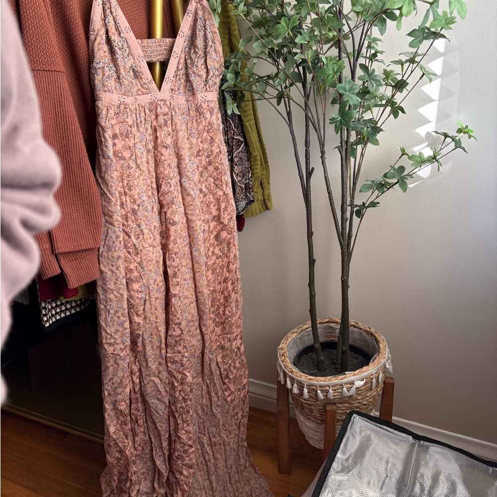 Free People Floral Print Dress in Pink and Tan - Picture 2 of 8